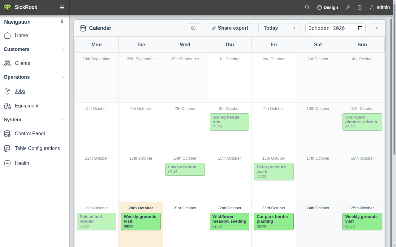 Calendar view