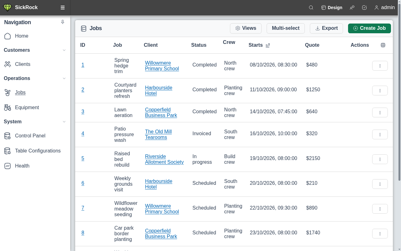 Tables on your own database